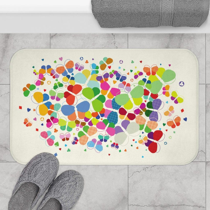 maripositas bath mat-  anti-slip backing-cool bathmats- white color- Wavechoppa